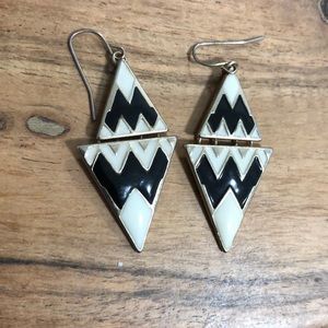 Funky Black + White Dangling Earrings